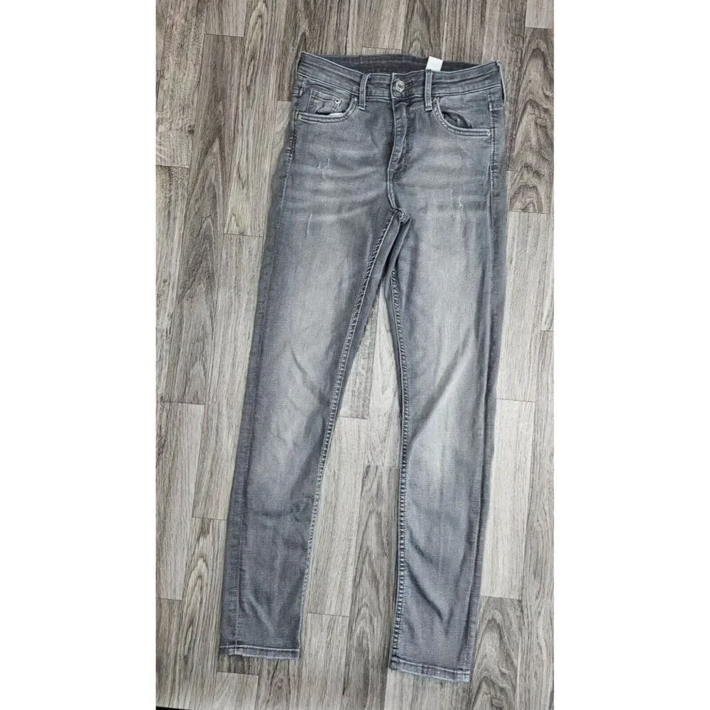 (3/$35) &Denim By H&M Size 28‎ Skinny Ankle Regular Waist Distressed Grey Jeans